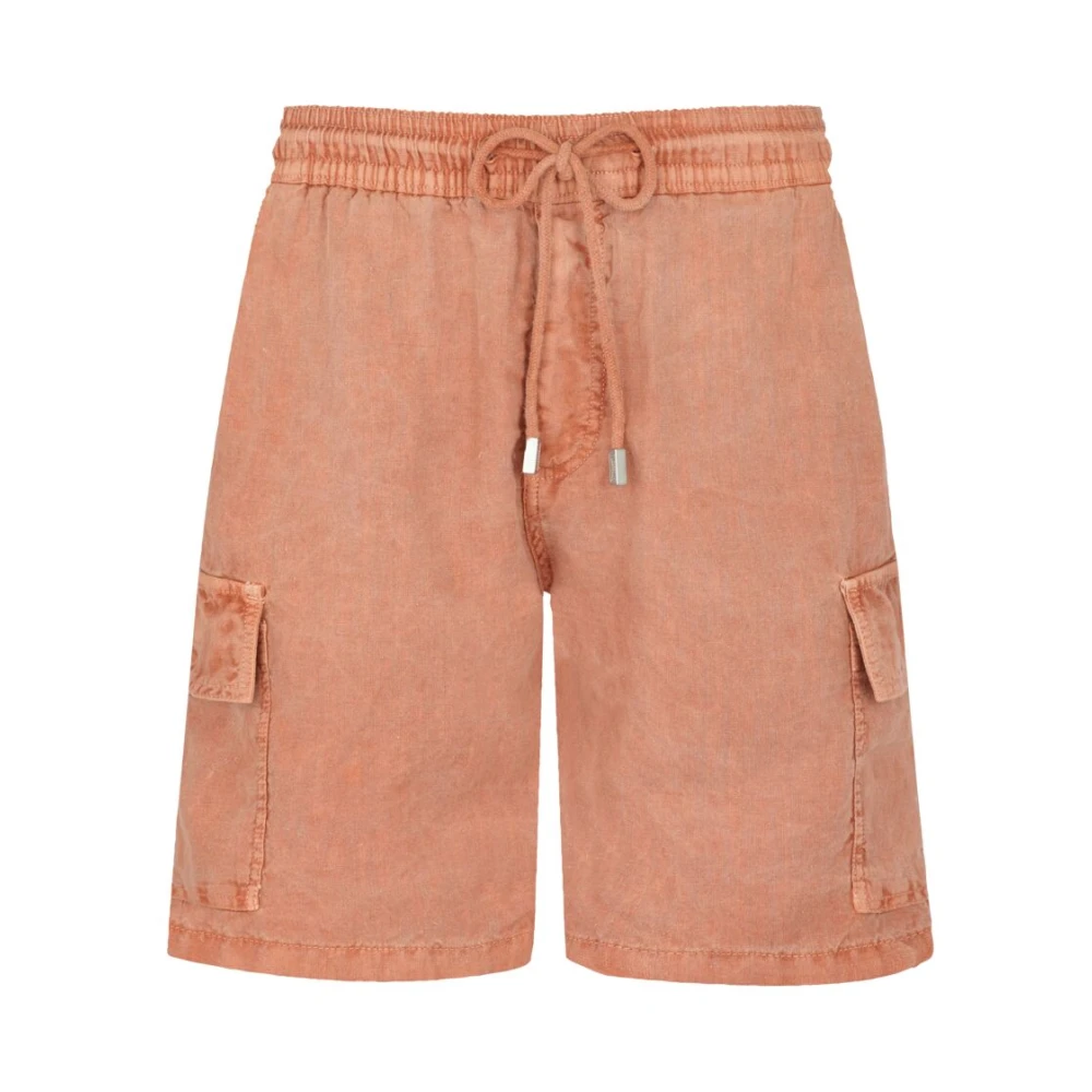 Vilebrequin Linnen Heren Bermuda Shorts Mineraal Geverfd Orange Heren