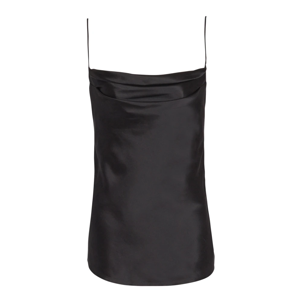 Balmain Draperad satin top Black, Dam