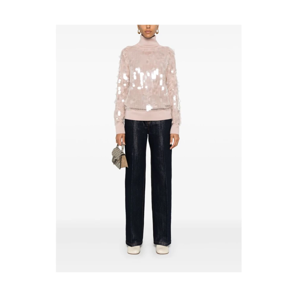 Ermanno Scervino Blush Pink Paillet Gebreide Trui Pink Dames
