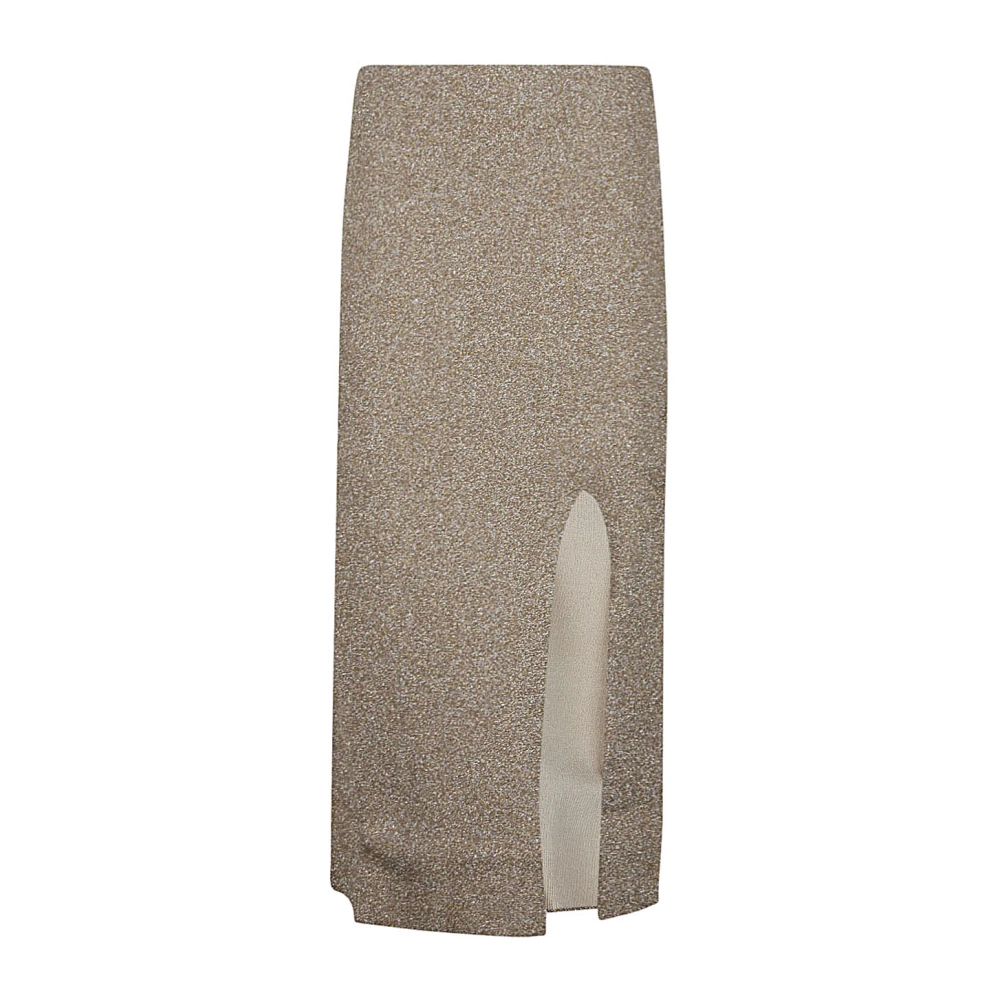 Circus Hotel Gouden Viscose Midi Rok Beige Dames