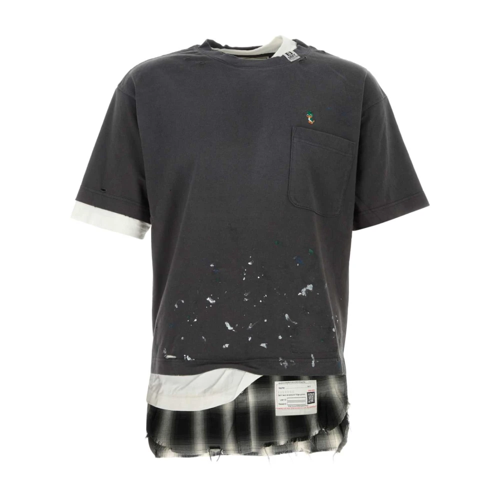 Mihara Yasuhiro Gelaagd Donkergrijs Katoenen T-shirt Gray Heren