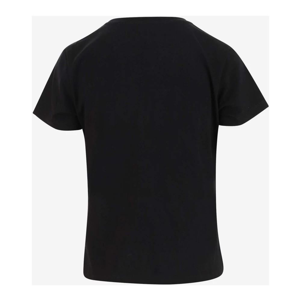 pinko Love Birds Geborduurd Katoenen T-shirt Black Dames