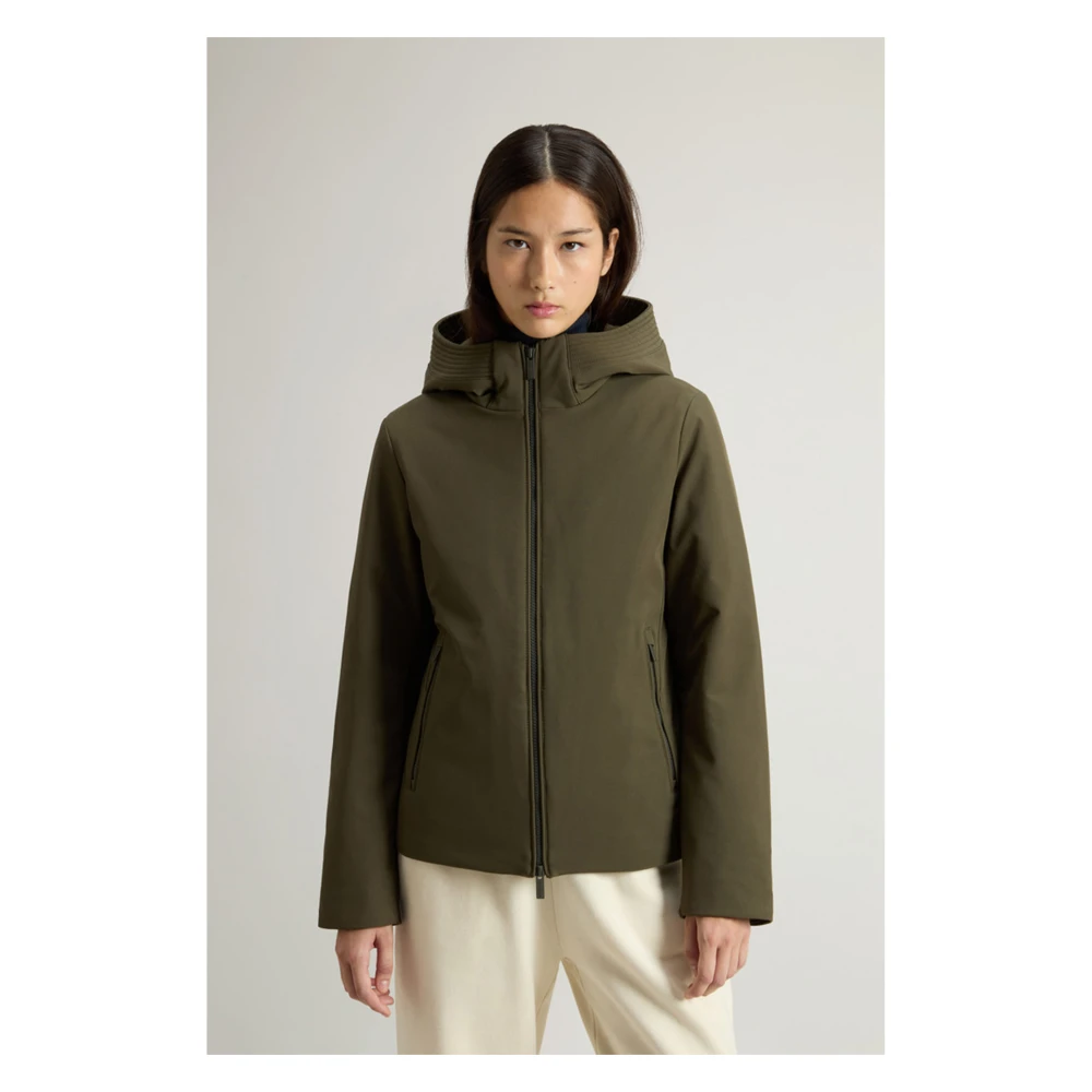 Woolrich Korte Parka Jas voor Koud Weer Green Dames