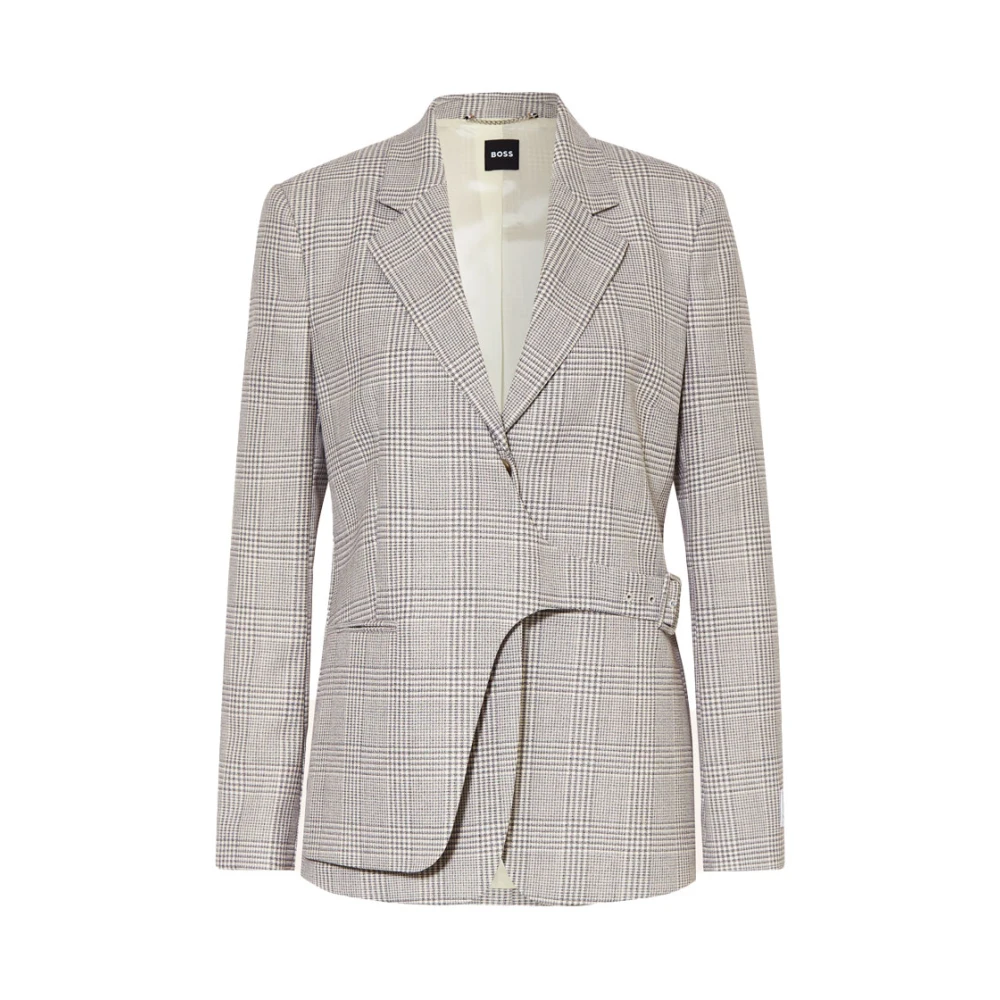 Hugo Boss Getailleerde Wollen Blazer Gray Dames