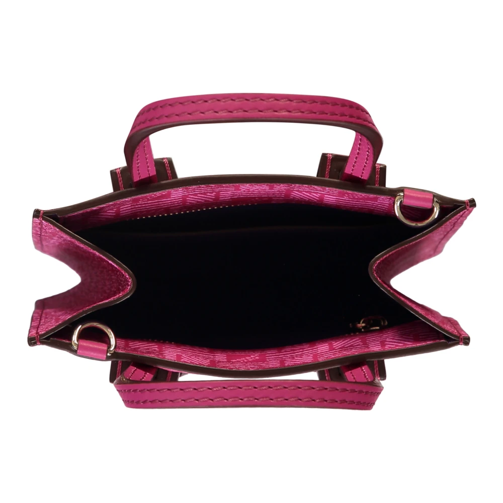 Moreau Paris Korrelig leren schoudertas met logo Pink Dames
