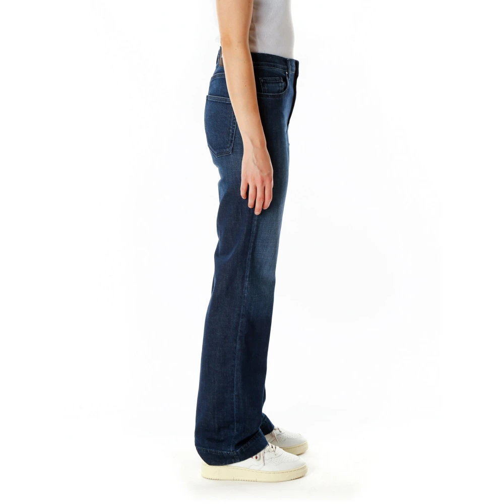 Replay Relaxed Straight Fit Mid Waist Jeans Blue Dames