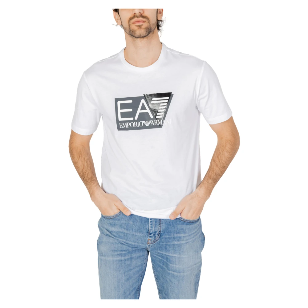 Emporio Armani EA7 Minimalistische korte mouw T-shirt White Heren
