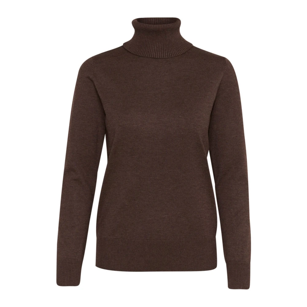 Saint Tropez Donker Eiken Melange Rollneck Sweater Brown Dames