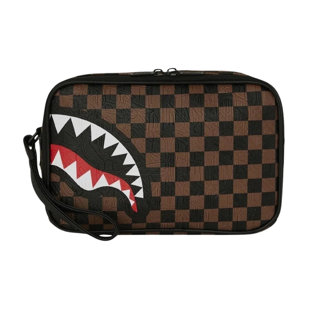 Sprayground Men's Brown Toilet Bags, One Size, Check 2 Emboss Toiletry Bag