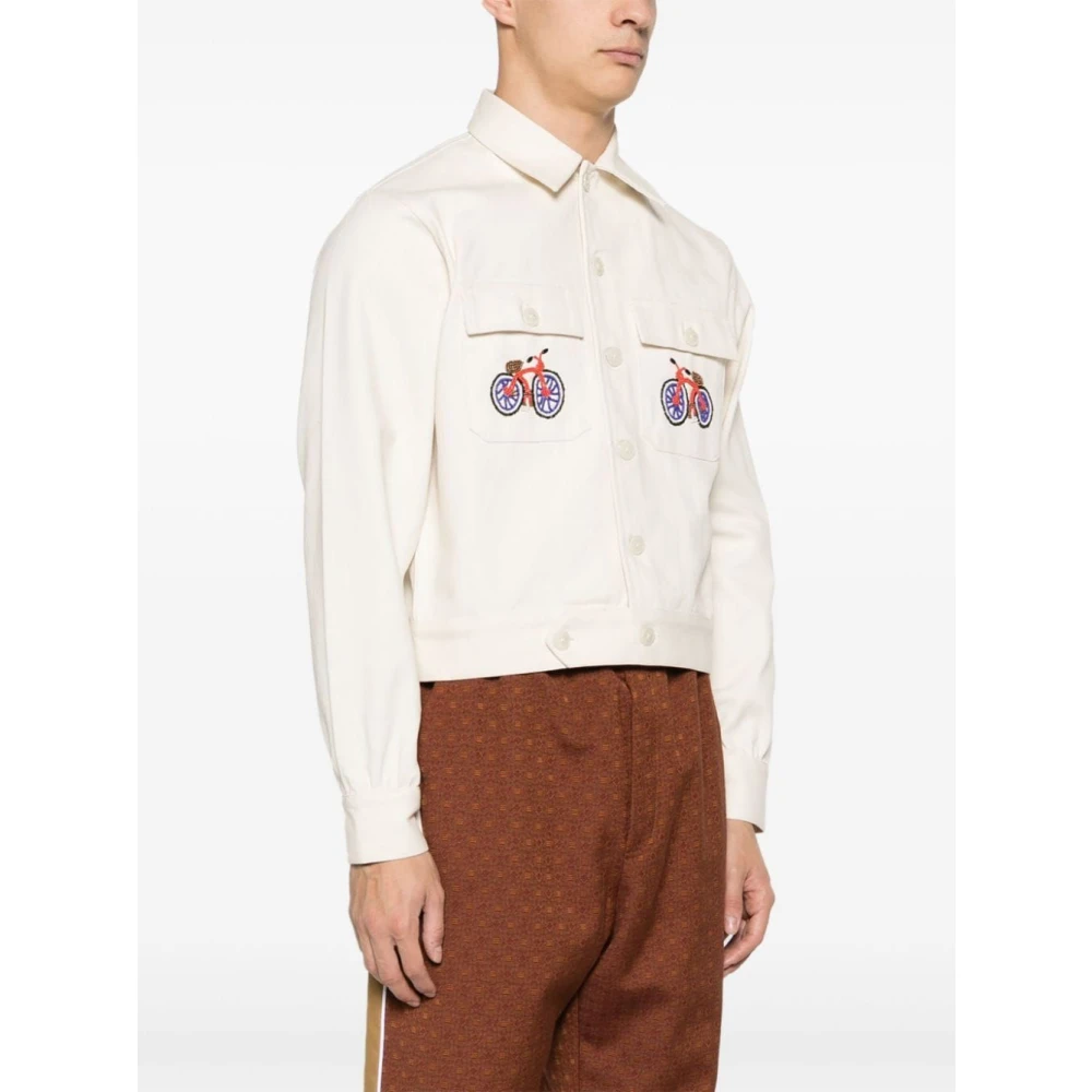 Bode Geborduurd fietsjack Beige Heren