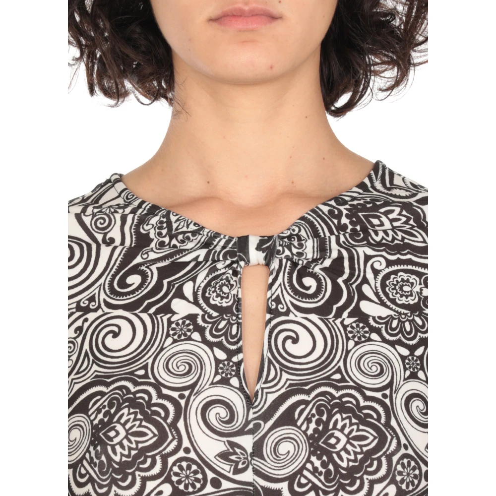 Hale Bob Zwarte jurk met contrasterend kleurpatroon Black Dames