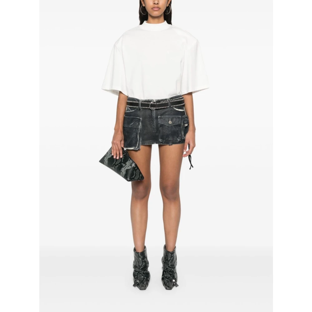 The Attico Witte Crew Neck Top Korte Mouwen White Dames