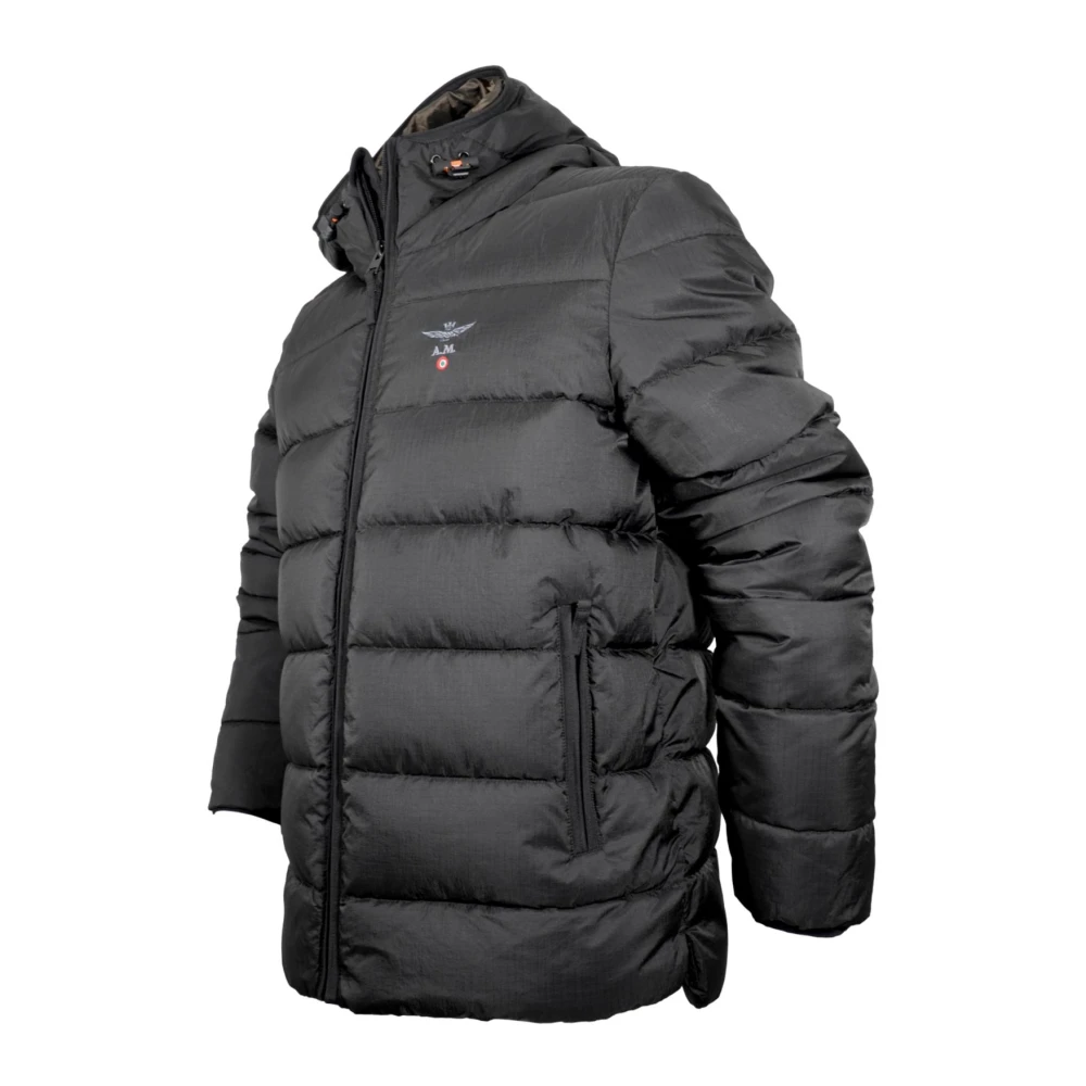 aeronautica militare Gewatteerde Hoodie Zwart Stijlvol Ab2184 Black Heren