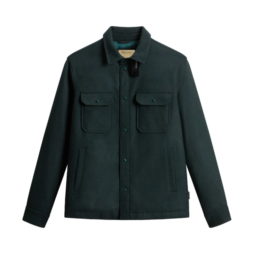 Woolrich Gewatteerd Groen Shirt Klassiek Ontwerp Green Heren