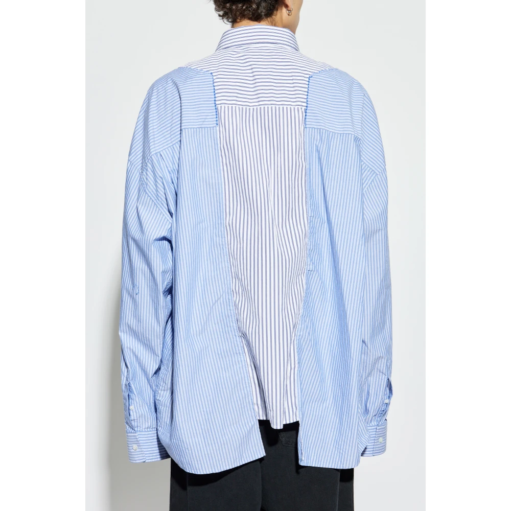Balenciaga Overhemd met gestreept patroon Blue Heren