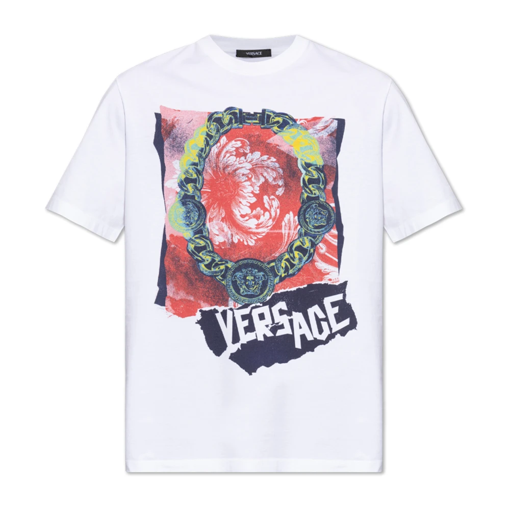 Versace T-shirt med tryck White, Herr