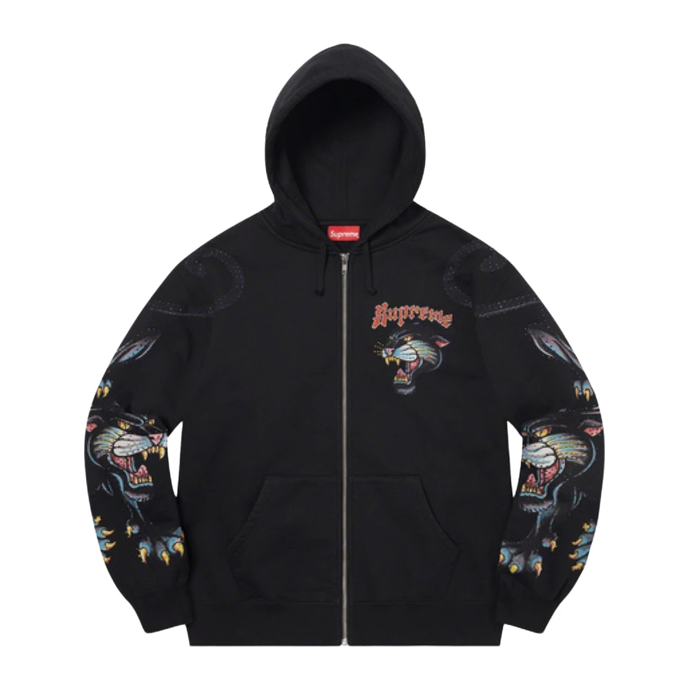 Supreme Zwarte Panther Rits Hoodie Beperkte Oplage Black Heren