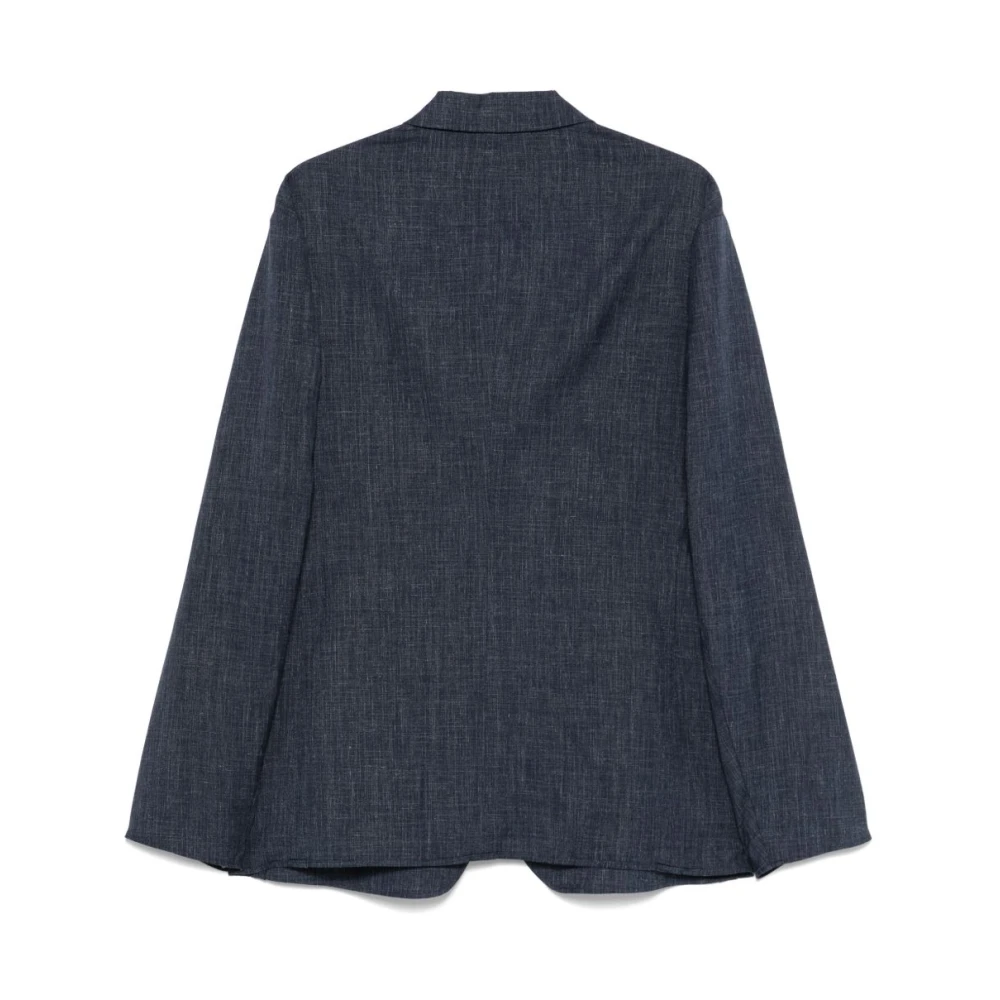 Giorgio Armani Blauwe Wollen Blend Single-Breasted Jas Blue Heren