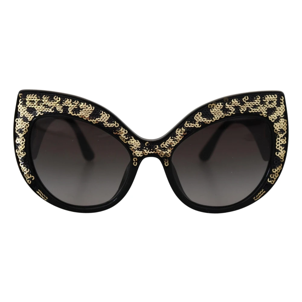 Dolce & Gabbana Black Gold Sequin Butterfly Polarized DG4326 Sunglasses - Image 2