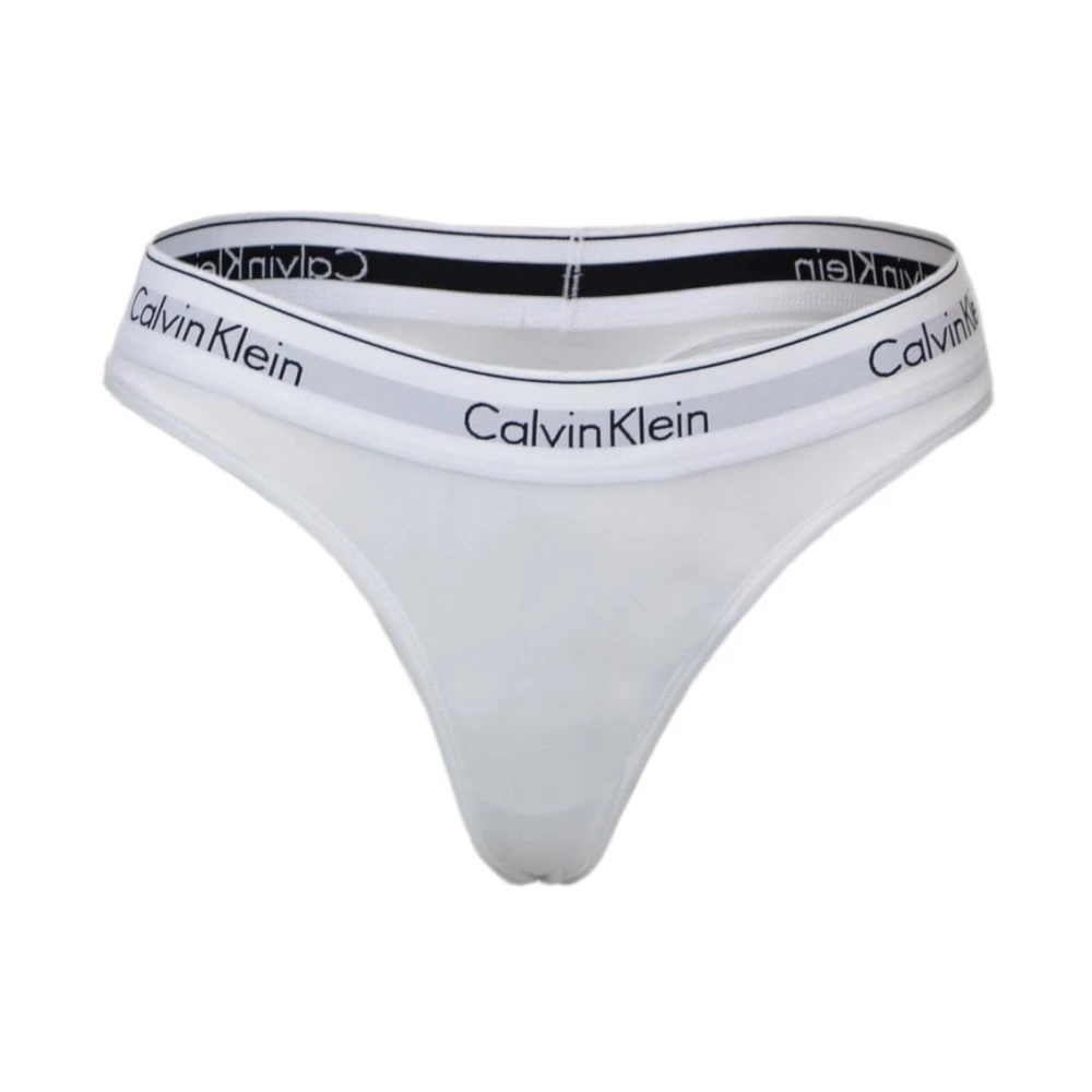 Calvin Klein Women's White Underpants, M, Cotton Stretch Thong Underwear