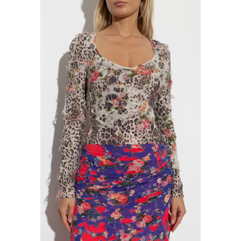 Diesel Top met bloemenmotief T-Flobis Multicolor Dames