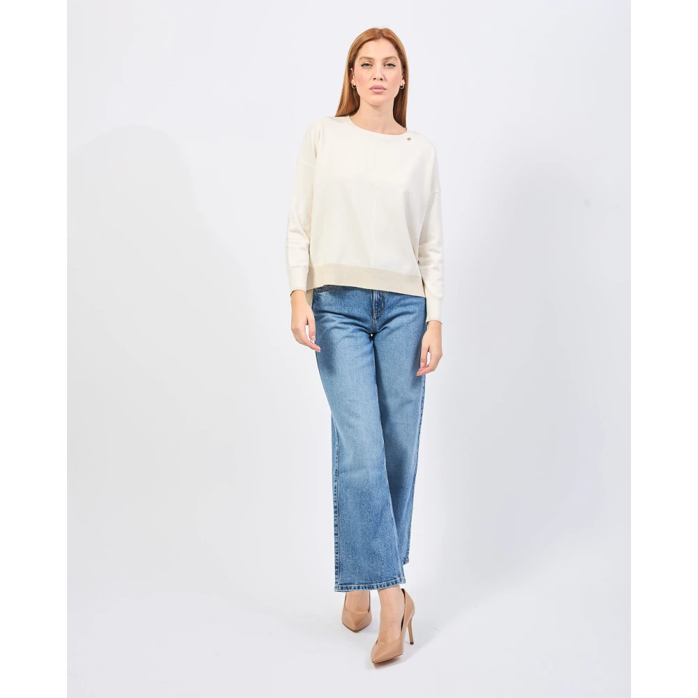 Gaudi Witte Trui Boothals Lange Mouw Beige Dames
