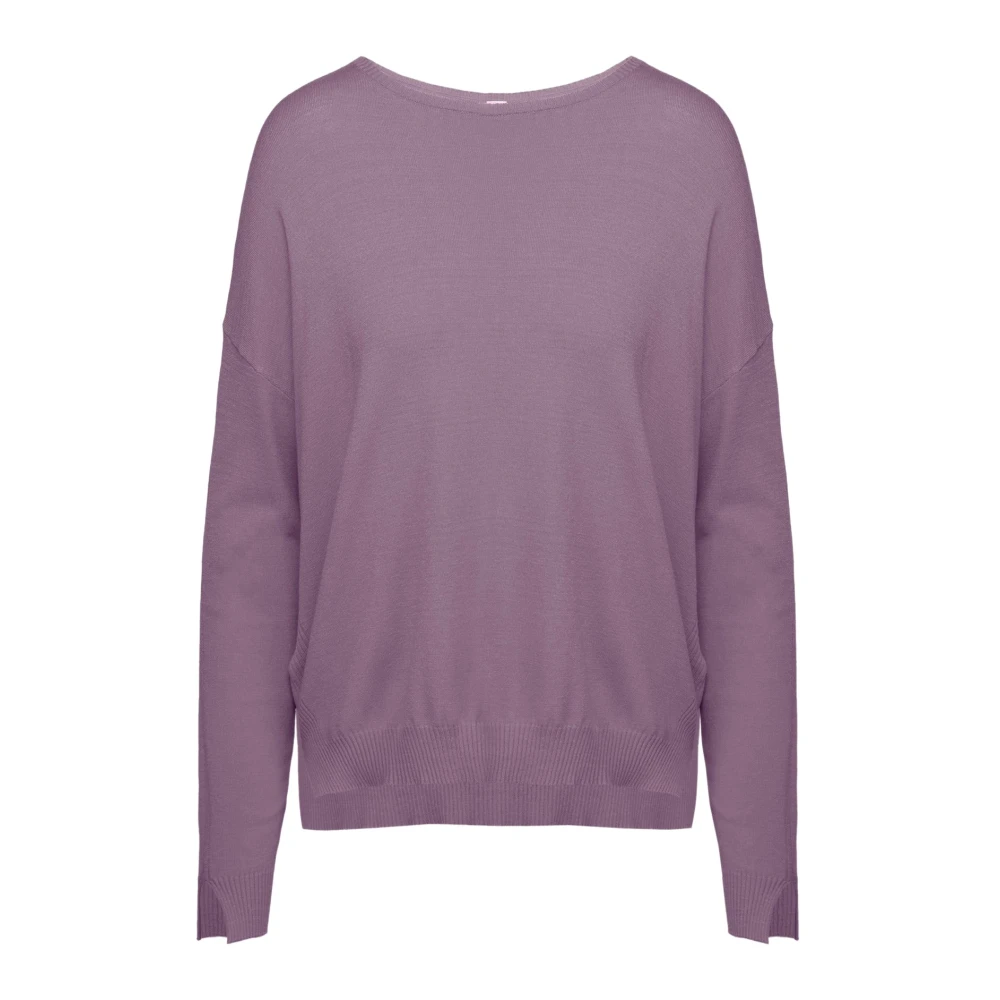 BomBoogie Tricot Stickad Båtringad Pullover Purple, Dam