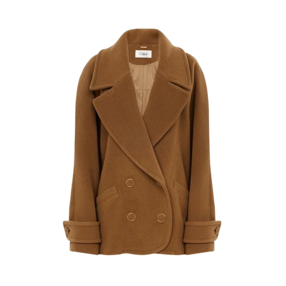 Chloé Brown H26 Jacket - Female - Double-Breasted Coats - 2XS - Coats