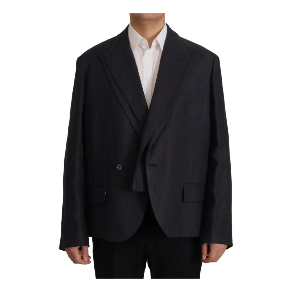 Dolce & Gabbana Men's Blue Stunning Blazer Jacket With Logo Details Medium