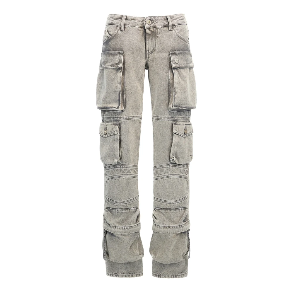 The Attico Women's Gray Straight Fit Jeans, W24, Essie Cargo Jeans