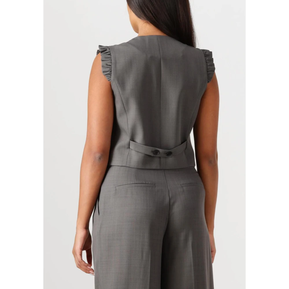 Co'Couture Frill Tailor Vest Donkergrijs Ruches Gray Dames