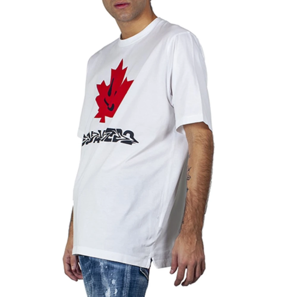 Dsquared2 Oversized Canada Flower T-shirt White Heren