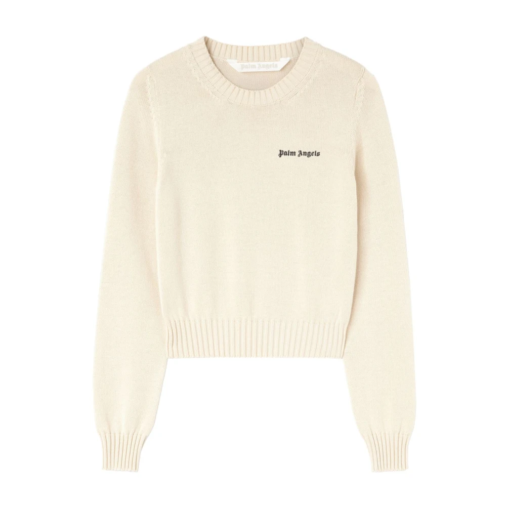 Palm Angels Off White Classic Logo Sweater Beige Dames