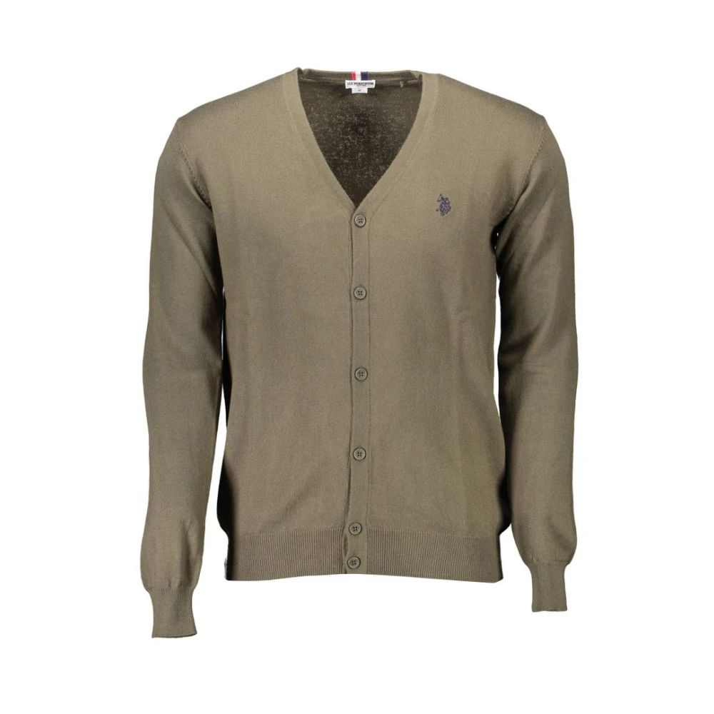 U.s. Polo Assn. Men's Green V Neck Cardigan - Cardigans - 2XL - Knitwear