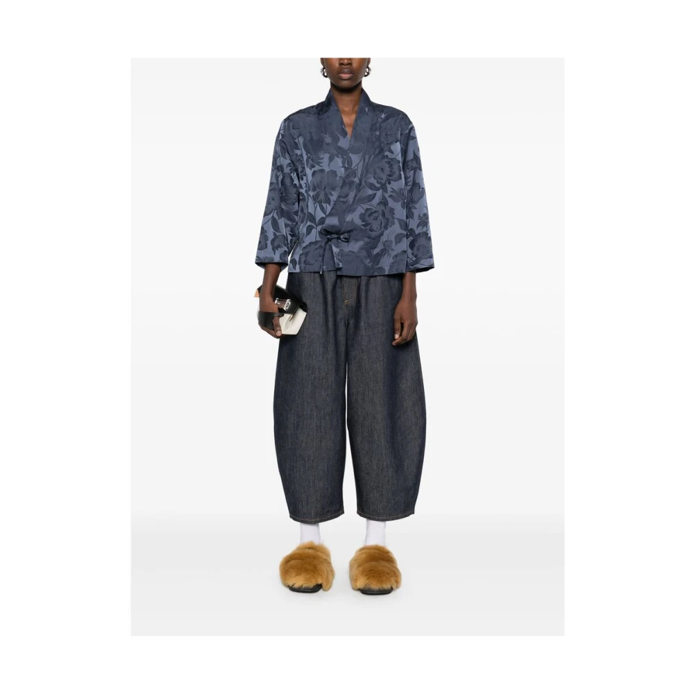Kenzo Blauwe V-hals Jurk met Strik Blue Dames