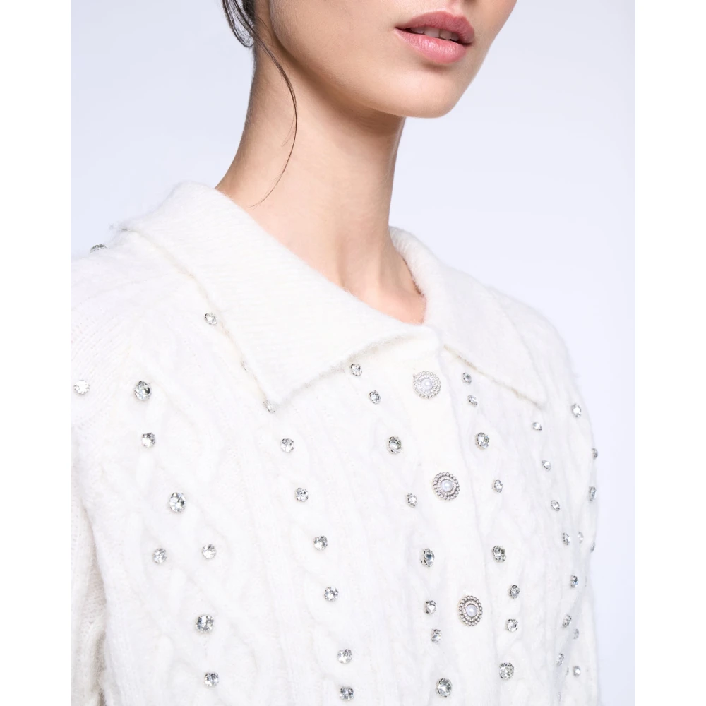 Silvian Heach Cardigan crop met strass White Dames
