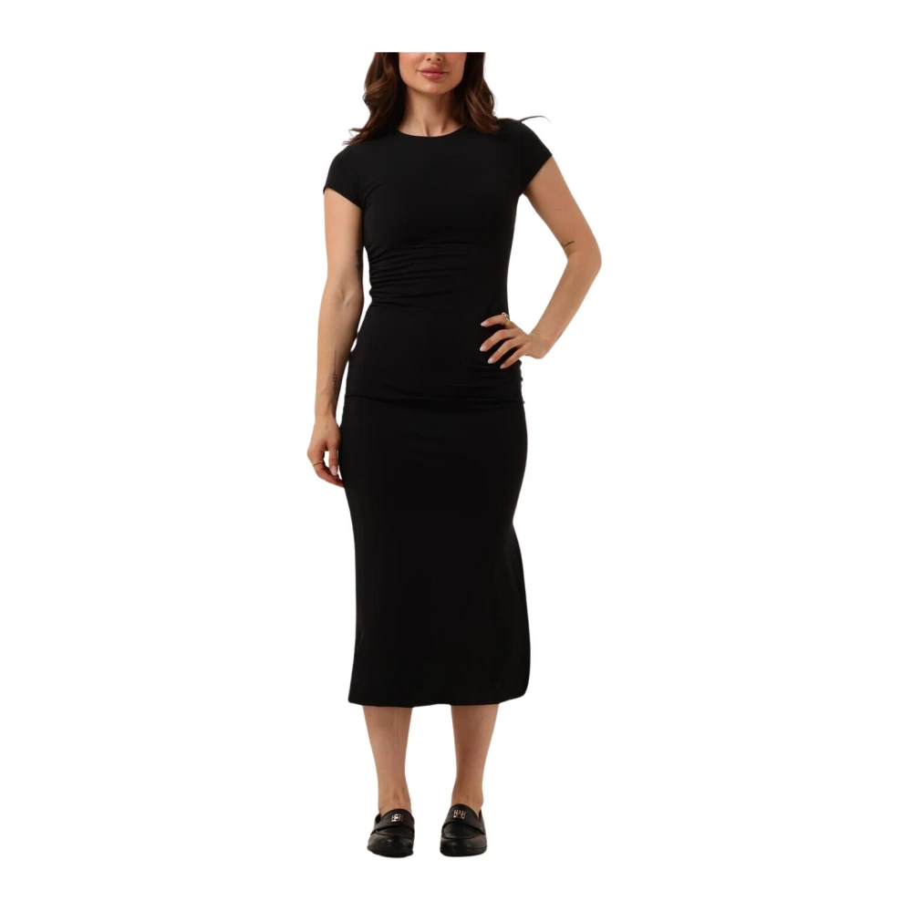 Calvin Klein Modal Detail Dress Elegant Zwart Midi Black Dames
