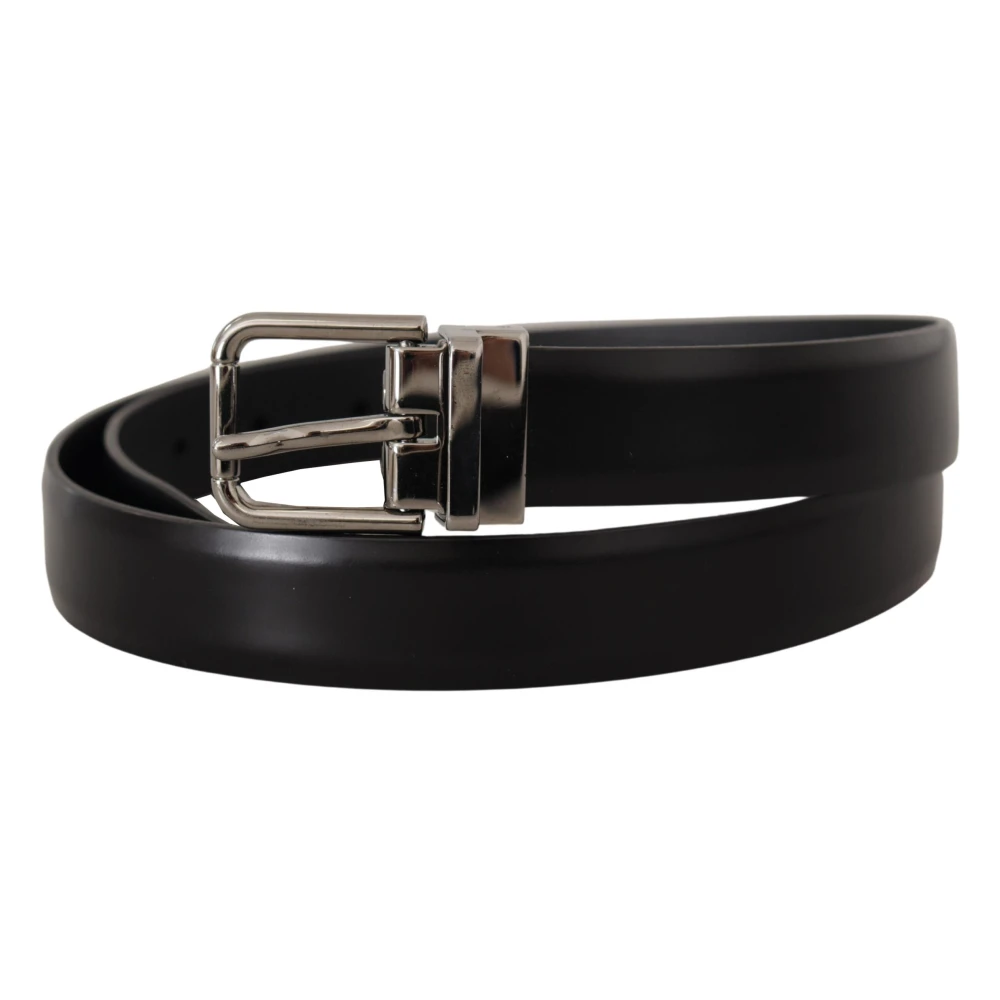 Dolce & Gabbana Zwarte leren riem met metalen gesp Black Heren