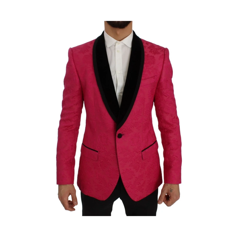 Dolce & Gabbana Pink Floral Brocade Slim Fit Blazer Pink Heren