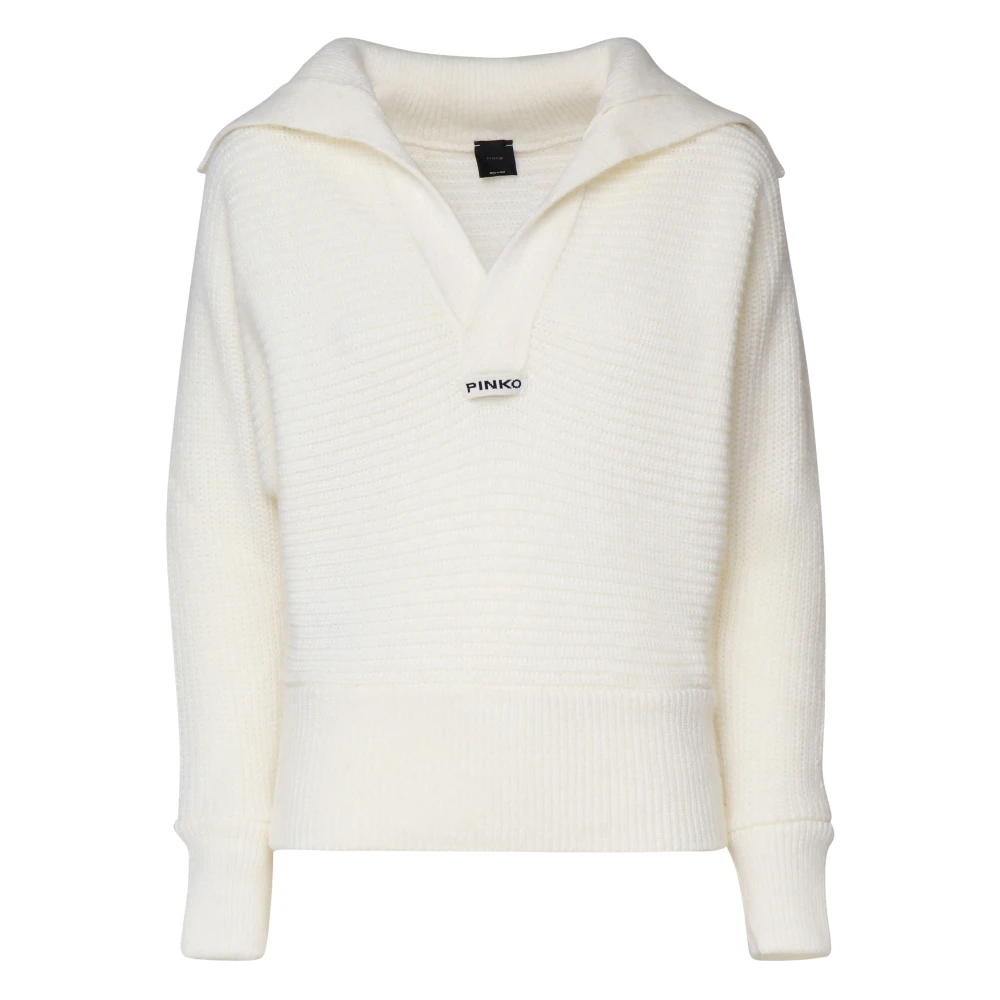 Pinko Witte V-hals Gebreide Trui White Dames
