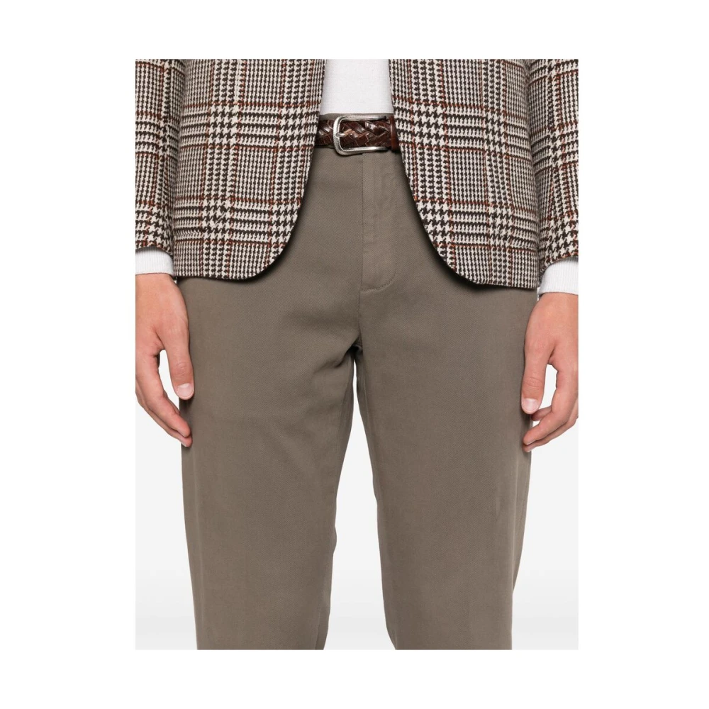 Canali Taupe Bruine Slim Fit Twill Broek Brown Heren