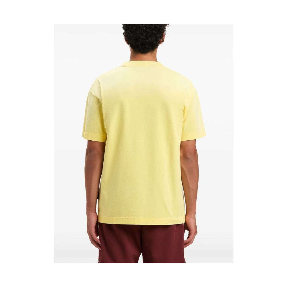 Palm Angels Gele Crew Neck Korte Mouw T-shirt Yellow Heren