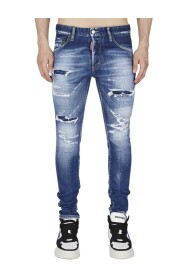 Blaue Skinny Jeans mit Abnutzungseffekt
