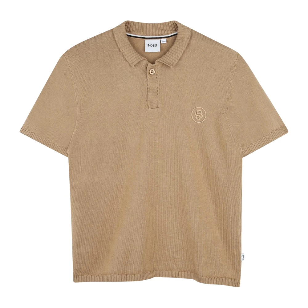 Hugo Boys Brown Ribbed Polo Shirt For Kids - Kids Short Sleeve T-Shirts - 16 Y - Kids