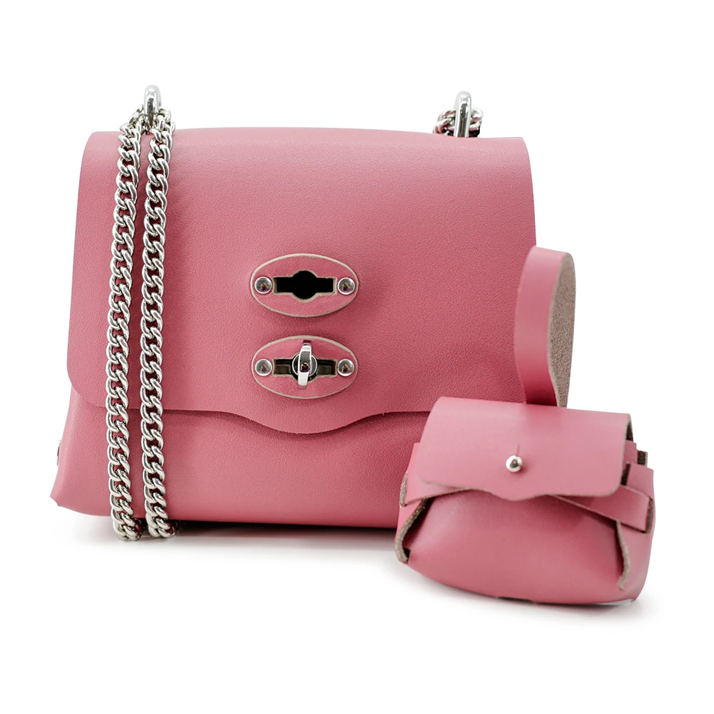 Zanellato Roze Leren Trapeze Schoudertas Pink Dames