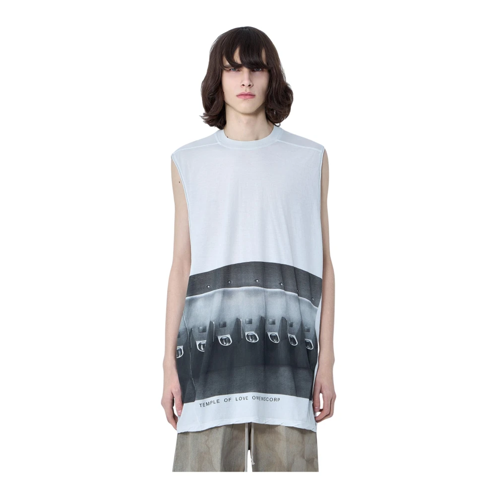 Rick Owens Gray Sleeveless Graphic Top - Male - Sleeveless Tops - L - Tops