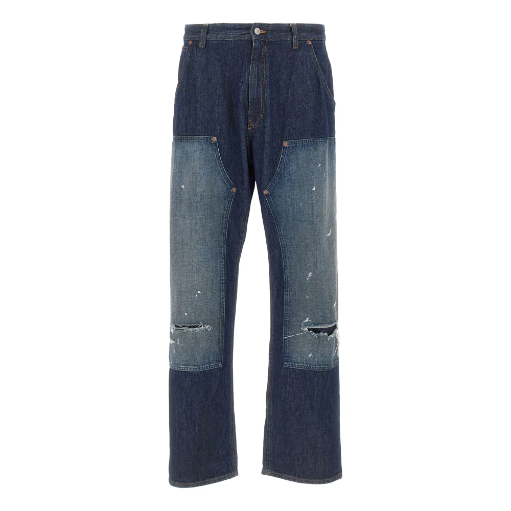 Mm6 Maison Margiela Blue Wide Leg Jeans - Male - Straight Fit Jeans - W33 - Jeans