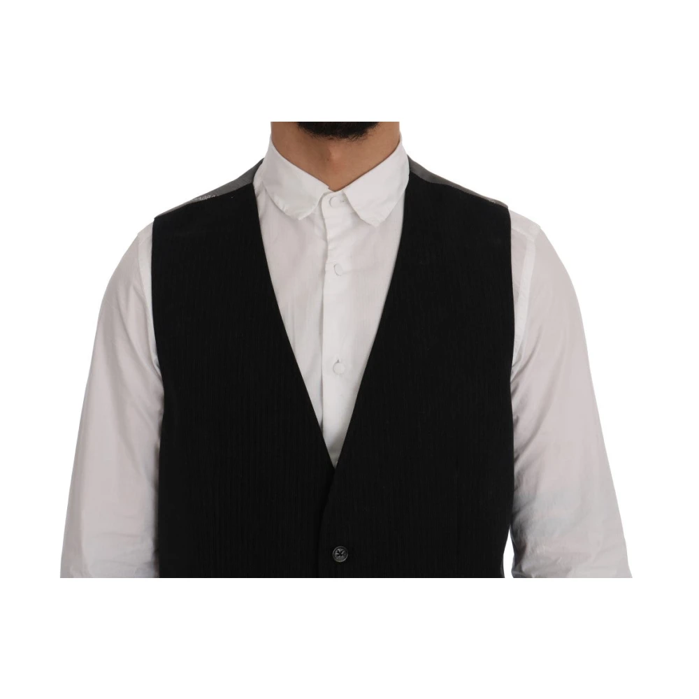 Dolce & Gabbana Elegante Gestreepte Vest Black Heren