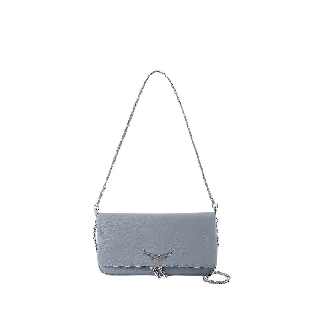 Zadig & Voltaire Grijze Leren Clutch met Strass Vleugels Gray Dames