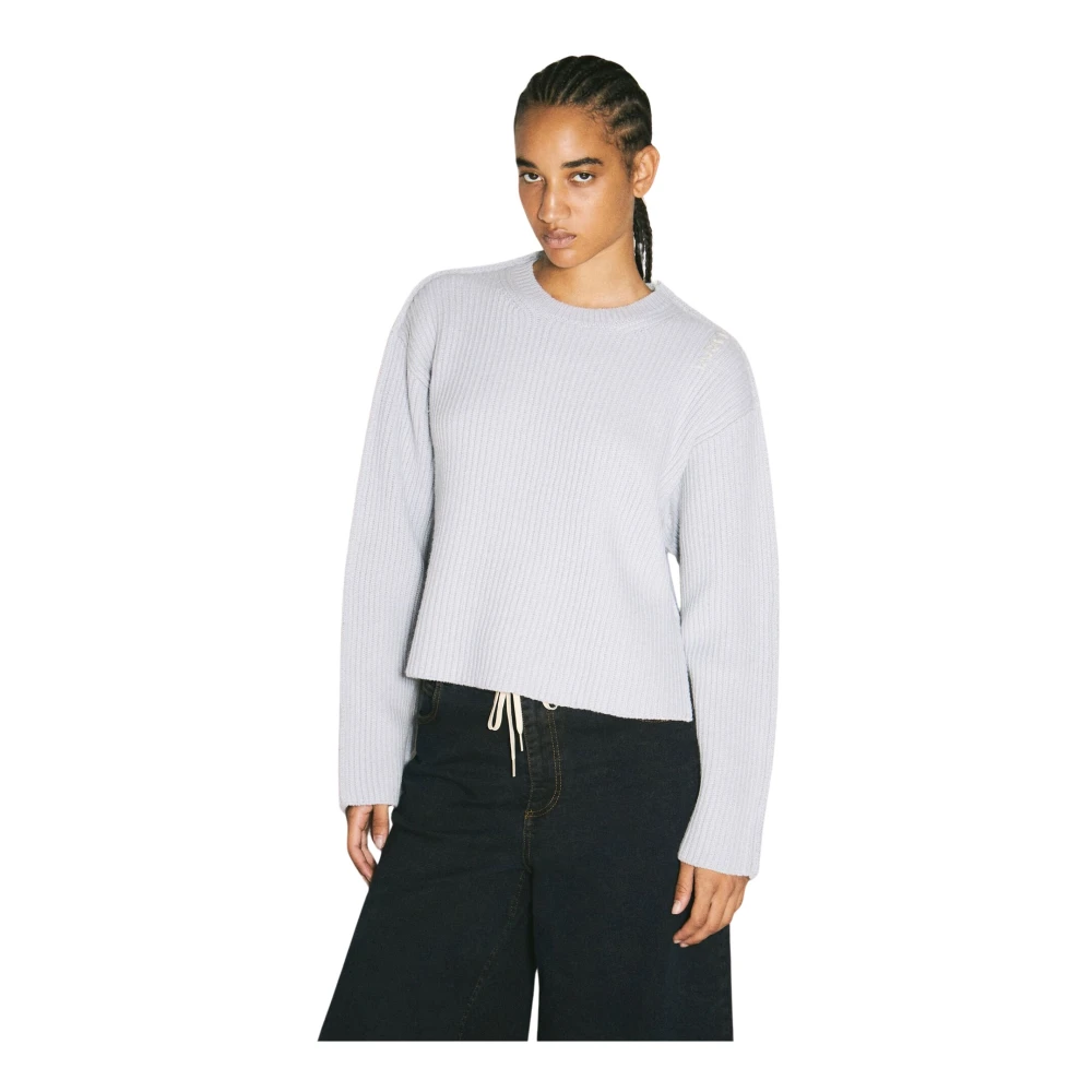 Marni Donna Grigio - Maglione Girocollo In Lana Lavorata A Maglia - Knitwear - S
